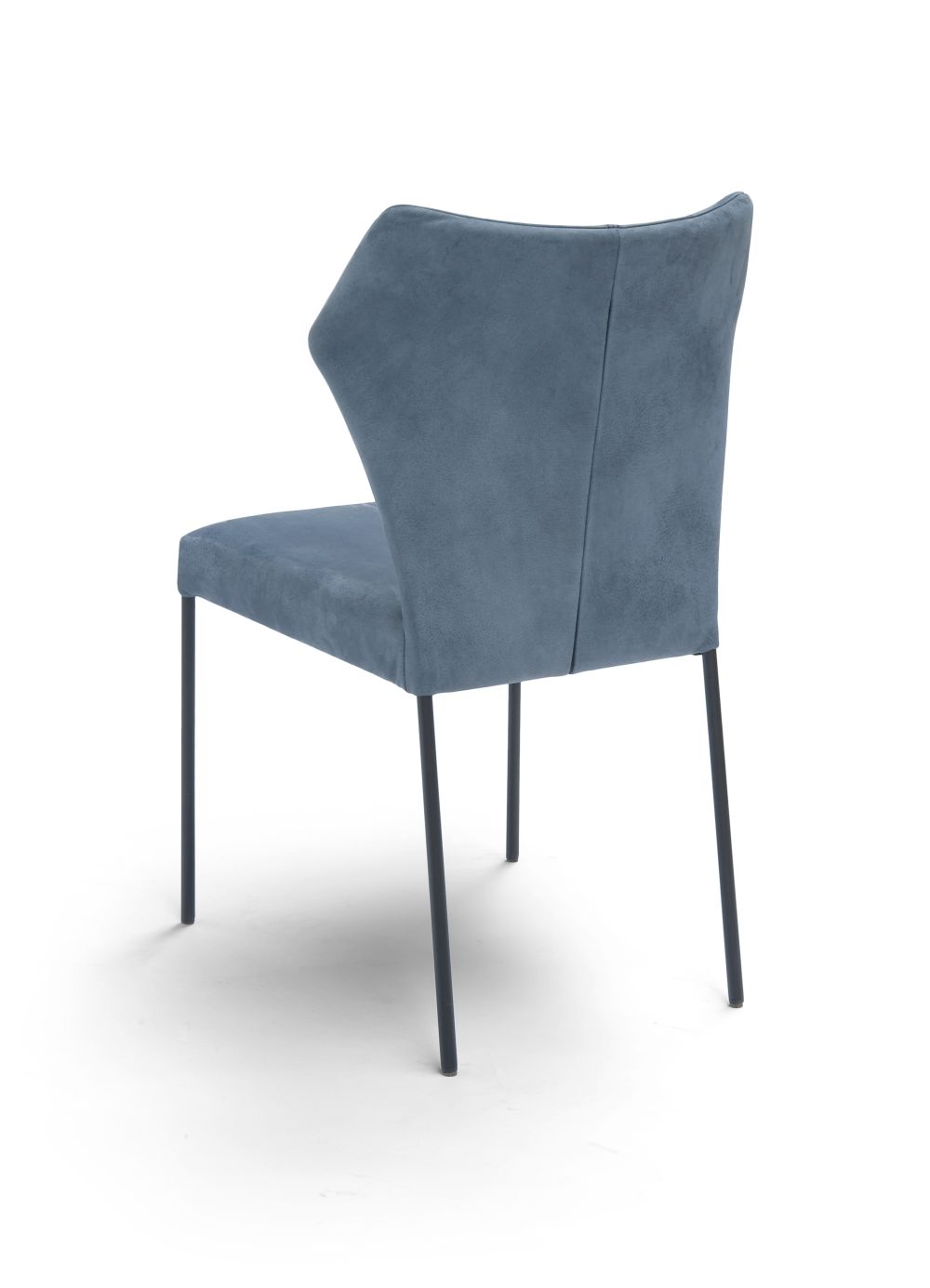 Stuhl Fly mit schmalen Metallfüssen in Stoff blau