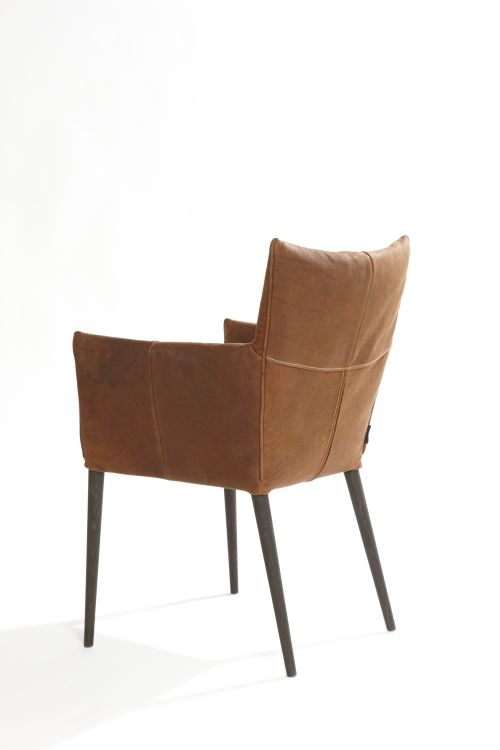 Armlehnstuhl Mali mit Fussgestell Holz und Leder
