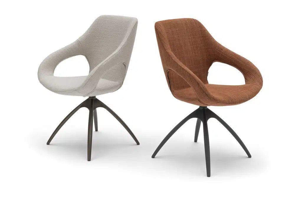 Designer Esszimmerstuhl Quby mit Untergestell metall drehbar