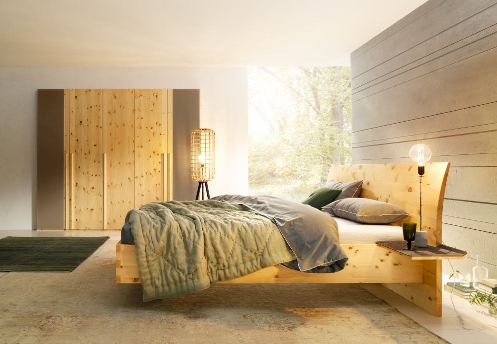 Anrei Paso Bett in Zirbe massiv metallfrei, Seitenansicht