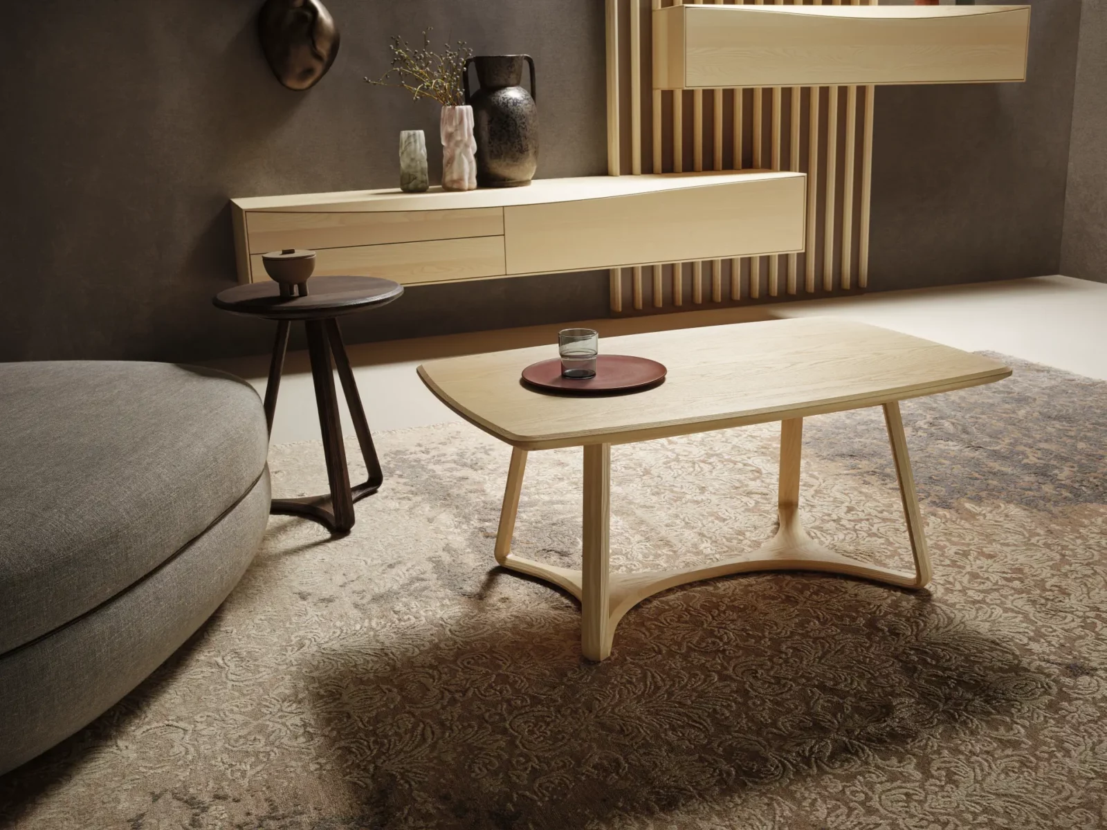 Anrei Puro Wave Sideboard in heller Holzoptik mit schwebendem Design.