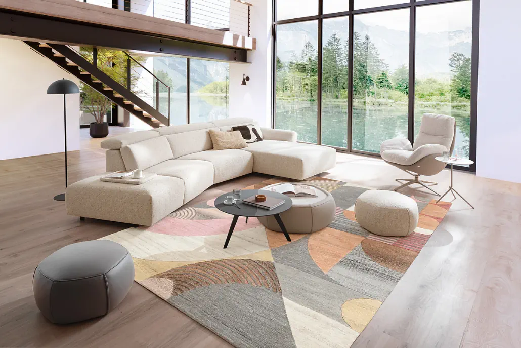 Activineo Braham Sofa in Stoff Muro, Trapezkombi, beige, modernes Design.