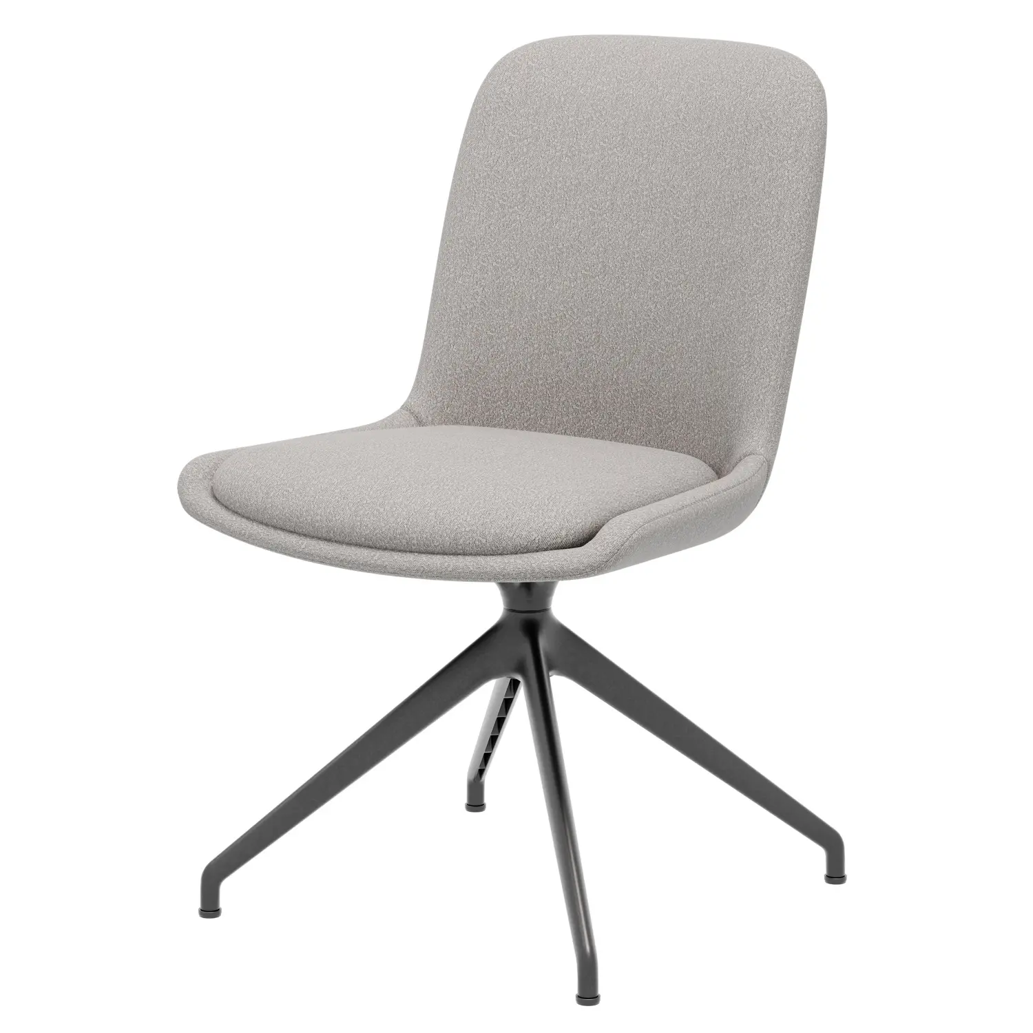 Anrei Stuhl 910, grauer Drehstuhl mit Metallgestell und niedriger Rückenlehne.