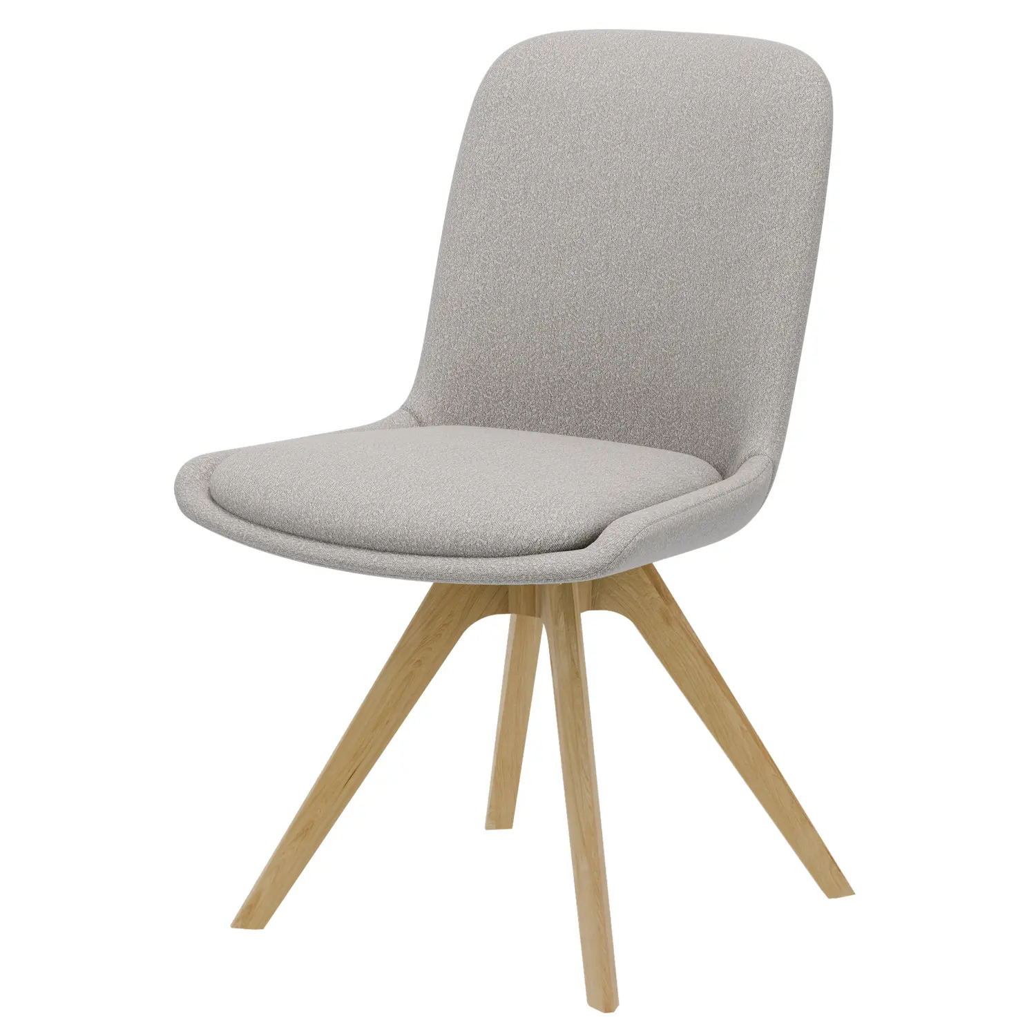 Anrei Stuhl 912, hellgrauer Stoffbezug, Holzbeine, modernes Design.