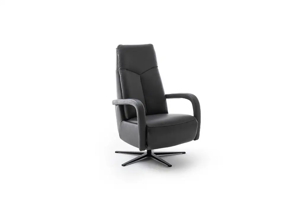 Bono Sessel, Rückenvariante 2, schwarzes Gestell, schwarzes Leder.