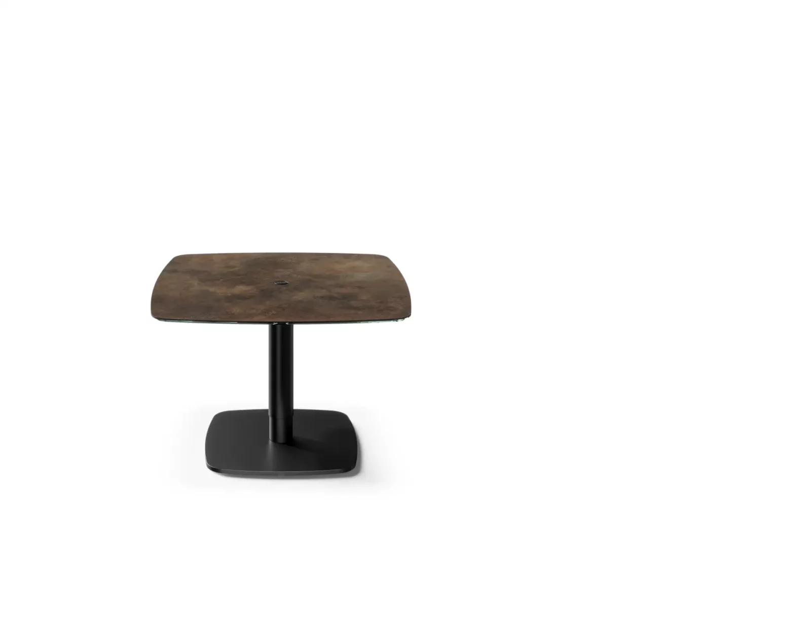 Couchtisch RS P430, quadratisch, Ossido Bruno, 75x75 cm, Metallgestell.