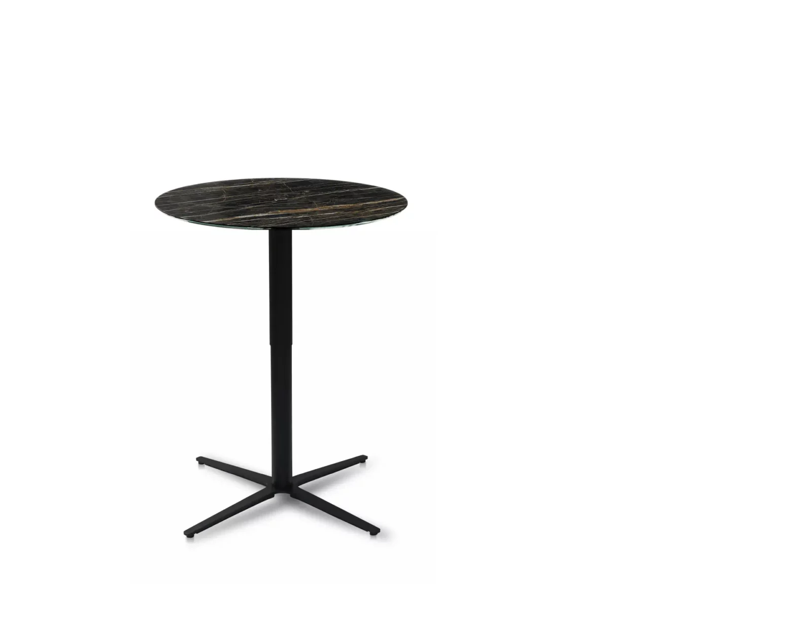 Runder Couchtisch Noir Desire mit schwarzem Sternfuß und dunkler Tischplatte.