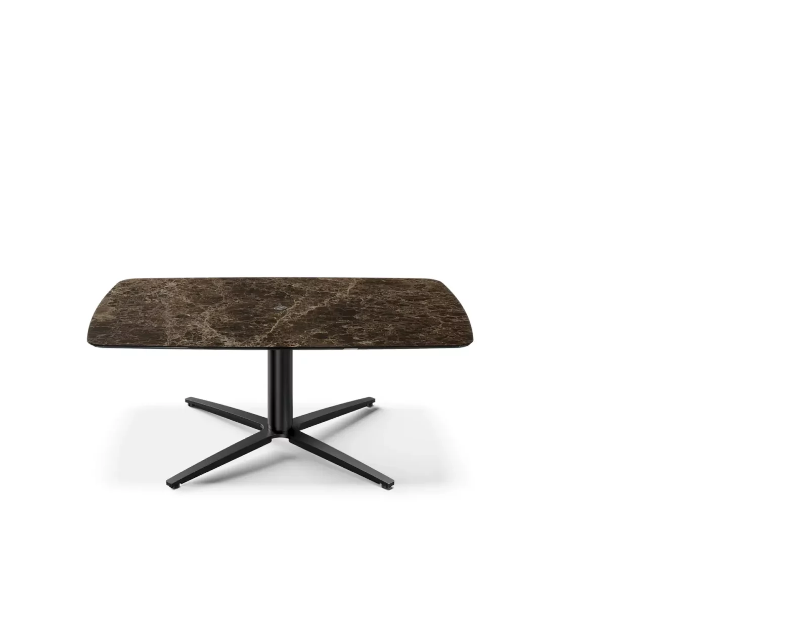 Couchtisch RS P432, dunkler Marmor, Sternfuß, 110x70 cm.