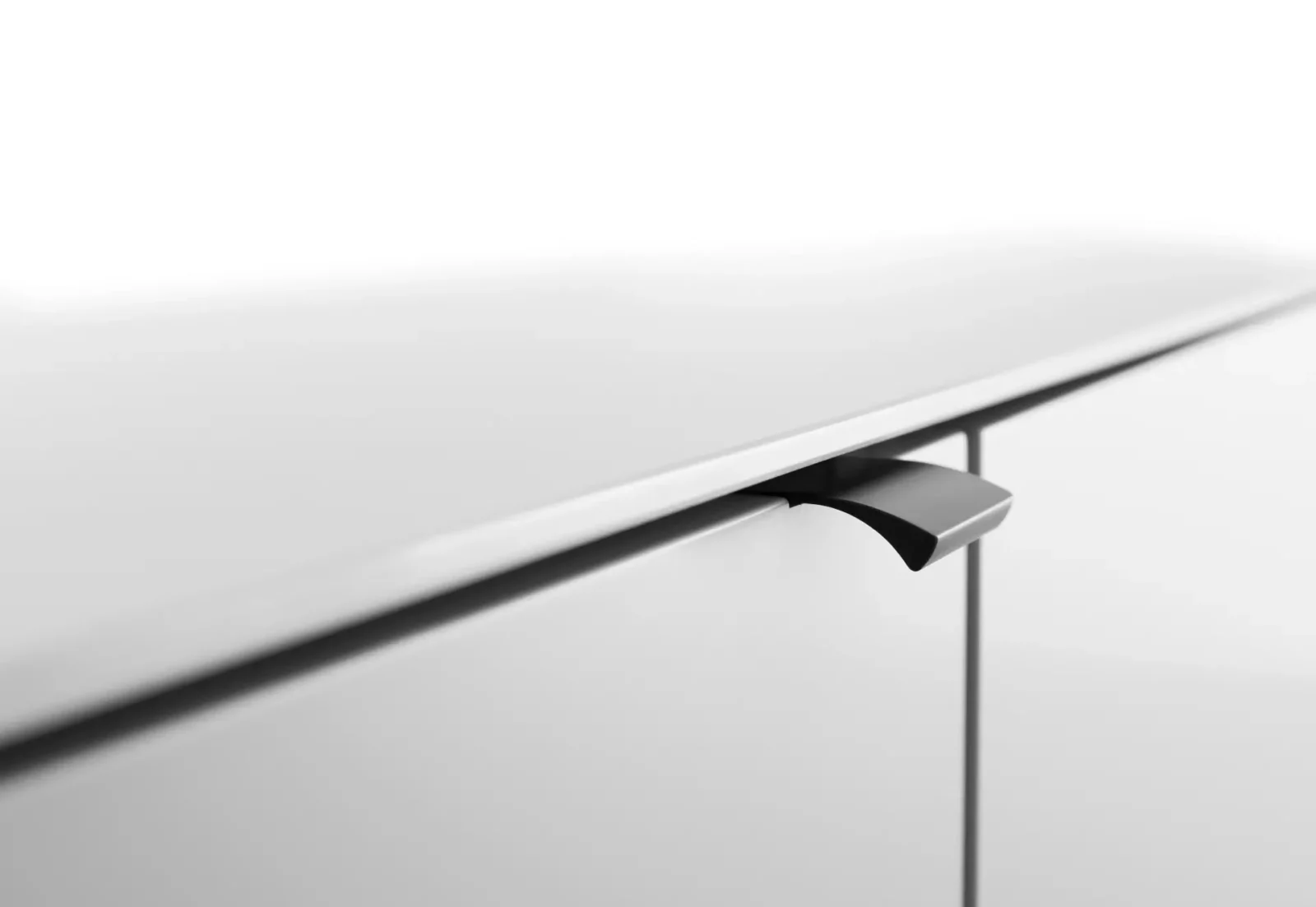 Gaya 028 Sideboard, weiß, mit schwarzem Griff, minimalistisches Design.