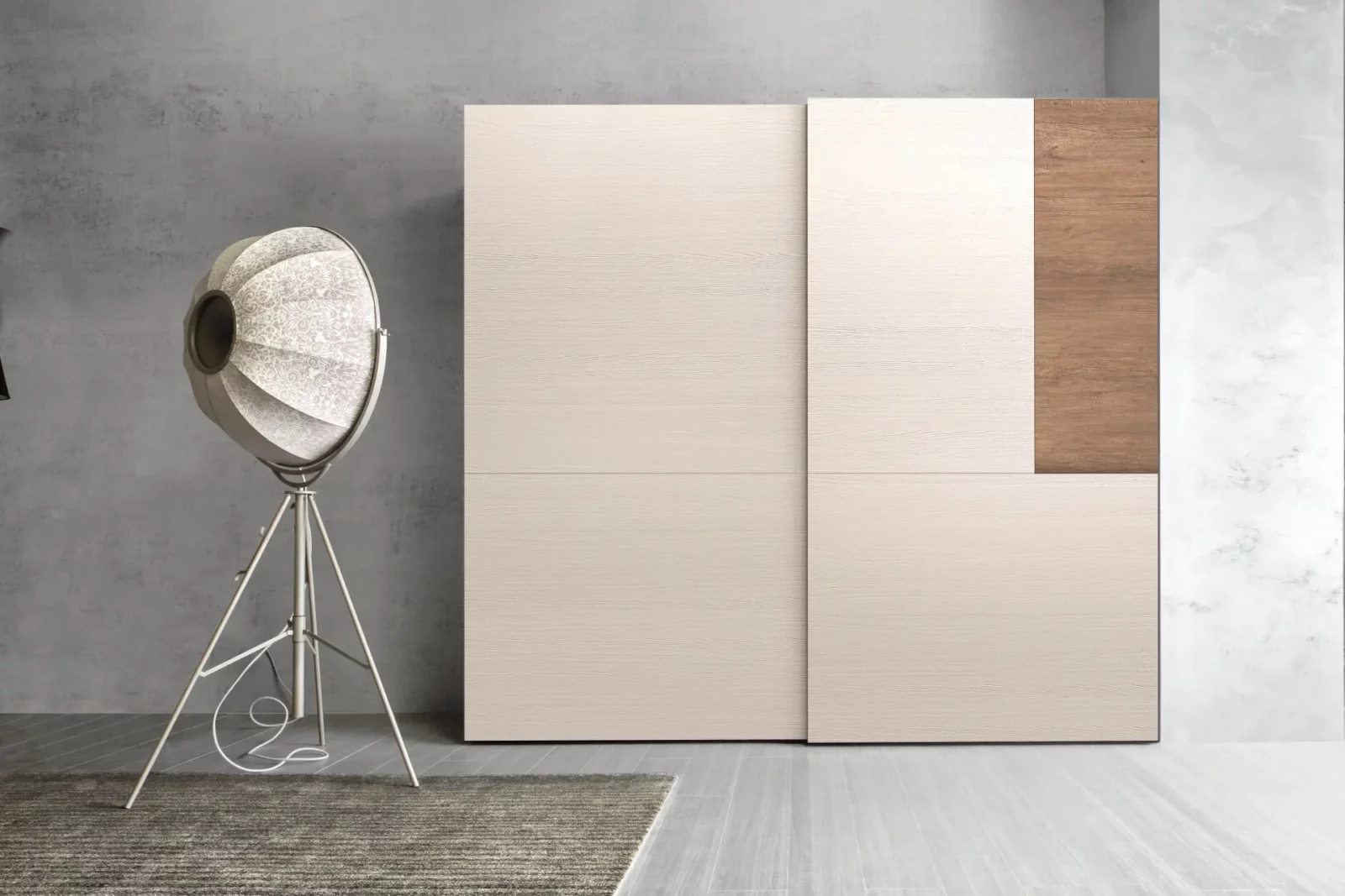 Muro Bello Atlantico Schrank mit Schiebetüren in hellem Holzdesign.