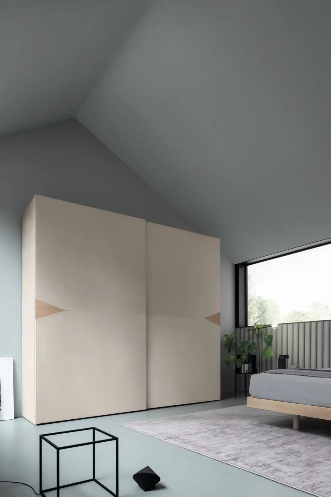 Muro Bello Atlantico Kleiderschrank in Beige mit Holzdetails.