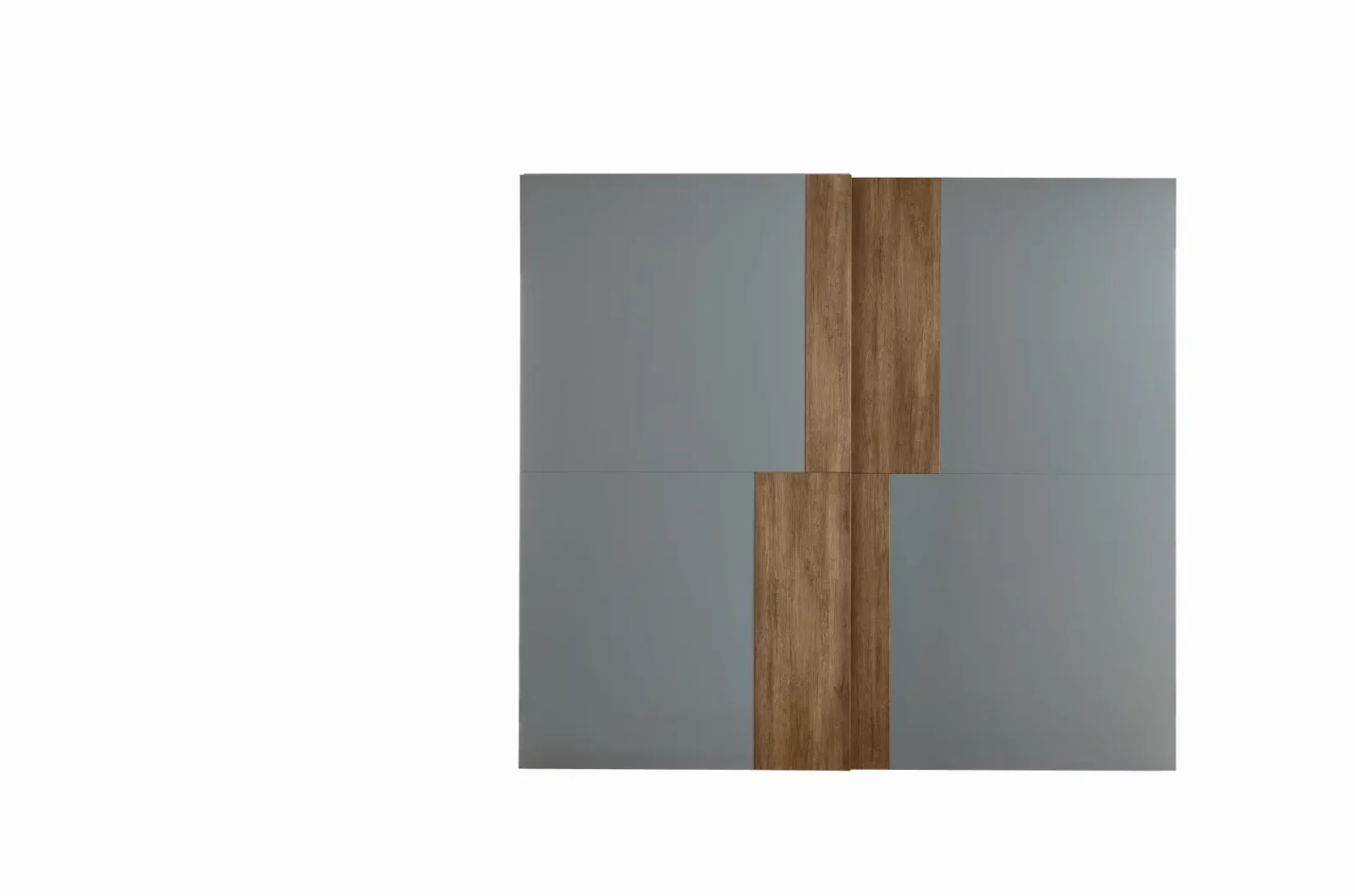 Muro Bello Atlantico Kleiderschrank in Grau mit Holzdetails.