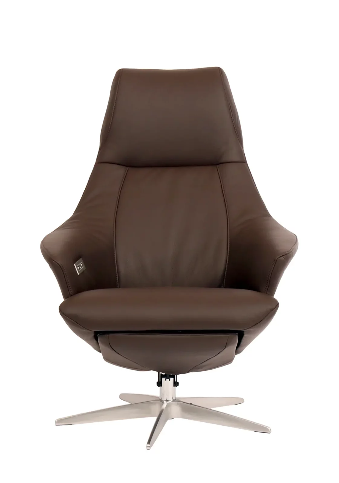 Relaxsessel Teramo 701 in braunem Leder mit Metallfuß.