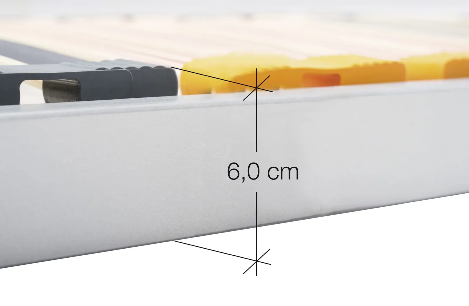 Elastica Lattenrost FLEXO, Detailansicht mit 6 cm Rahmenhöhe.
