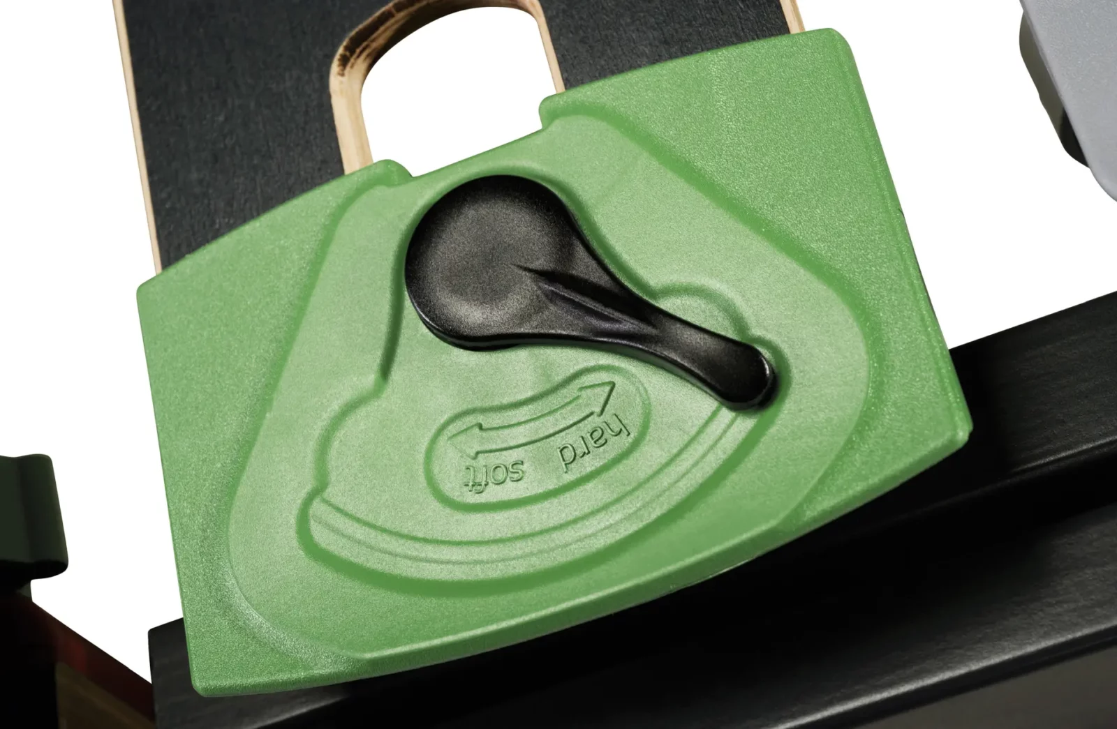 Elastica Lattenrost PREMIUM Detailansicht mit grünem Verstellmechanismus.