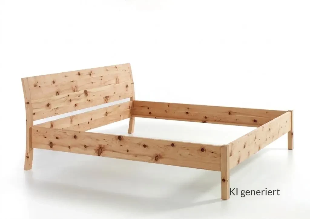 Holzschmiede Bett Swing aus Zirbenholz mit natürlicher Maserung.