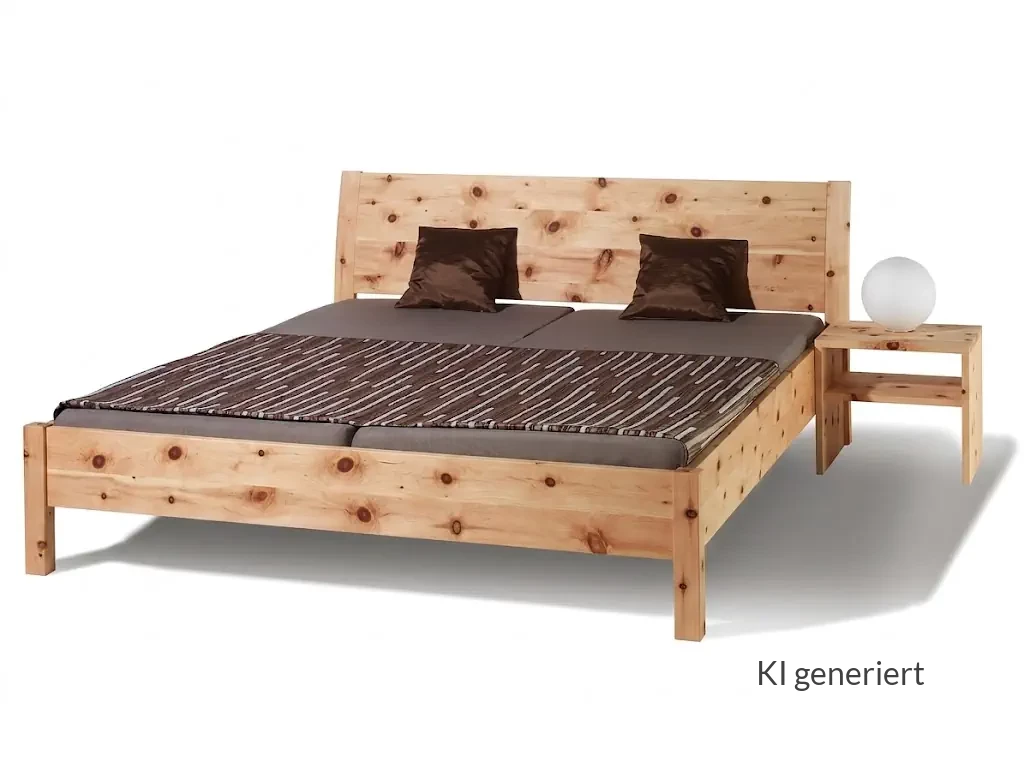 Holzschmiede Bett Swing aus Zirbenholz mit schlichtem Design.