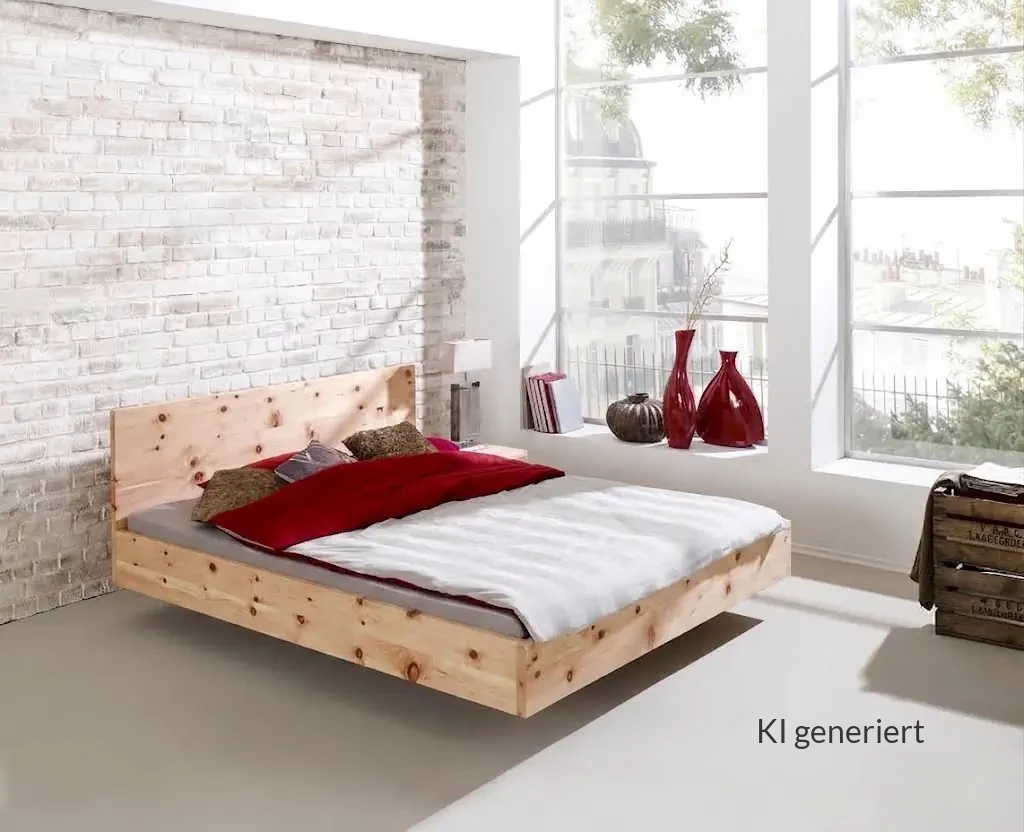Hüsler Nest Bett Onira aus Zirbenholz mit schlichtem Design.