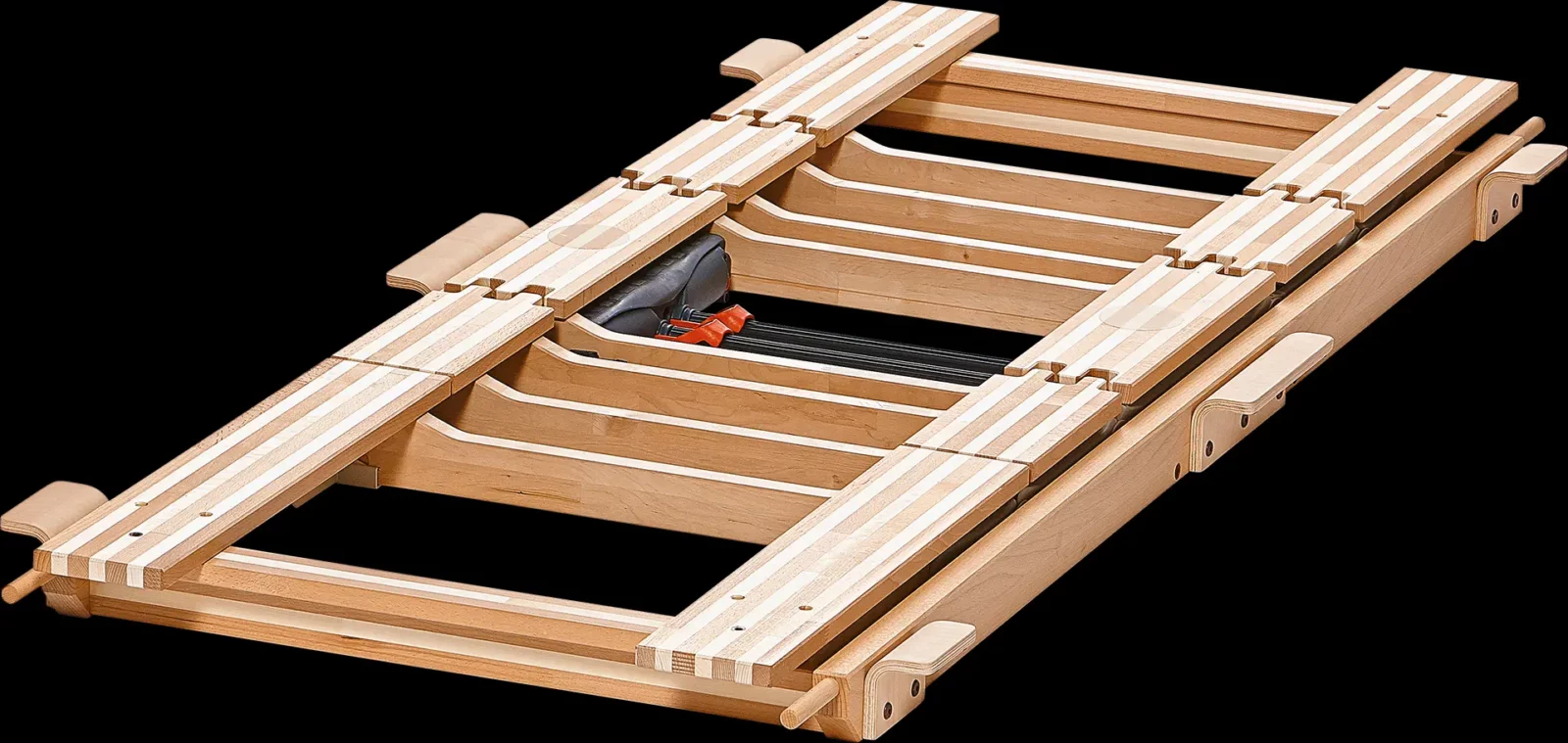 Hüsler Nest Einlegerahmen mit zwei Motoren, Holz natur, verstellbar.