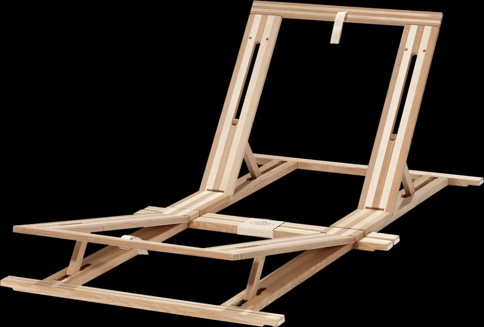 Hüsler Nest Einlegerahmen aus hellem Holz mit verstellbarer Sitz- und Fußposition.