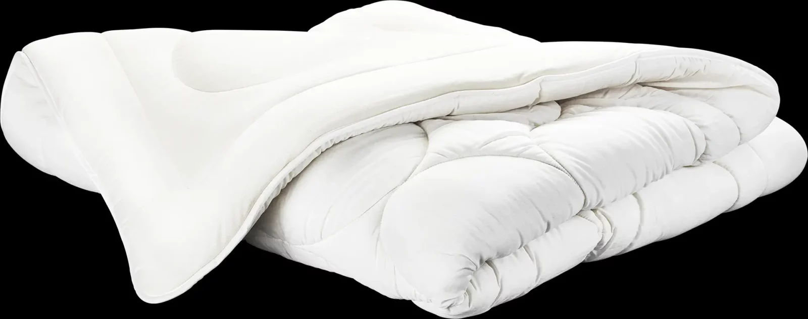 Hüsler Nest Zudecke, gefaltet, aus weißem Wolltrikot.