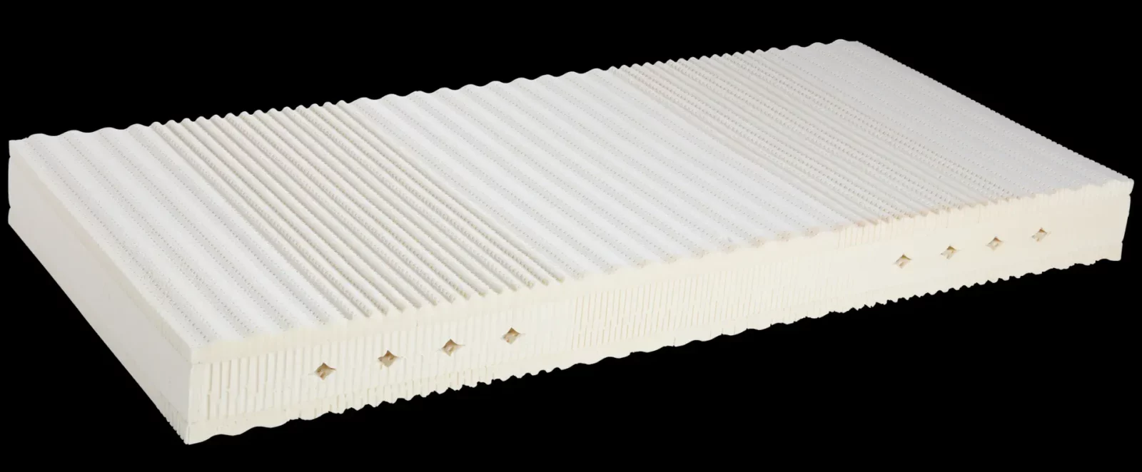 Relax2000 Naturlatex-Matratze, 18 cm hoch, mit strukturierter Oberfläche.