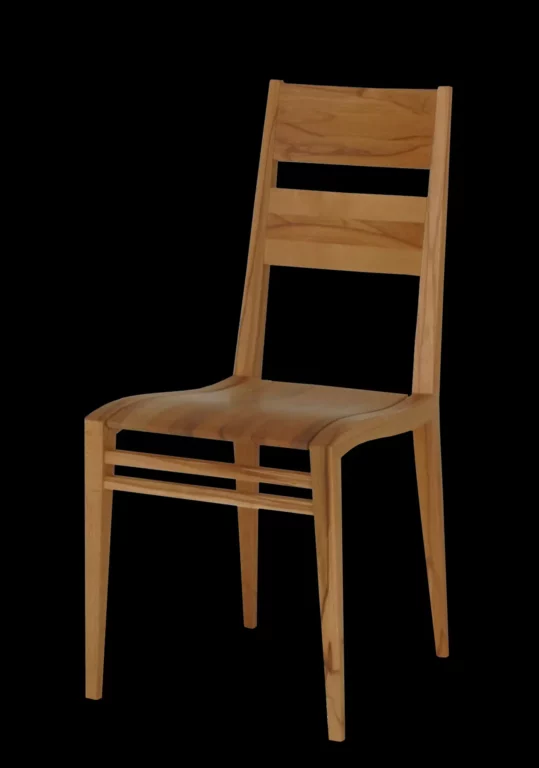 Stuhl Contra aus Holz mit klaren Linien und natürlicher Maserung.