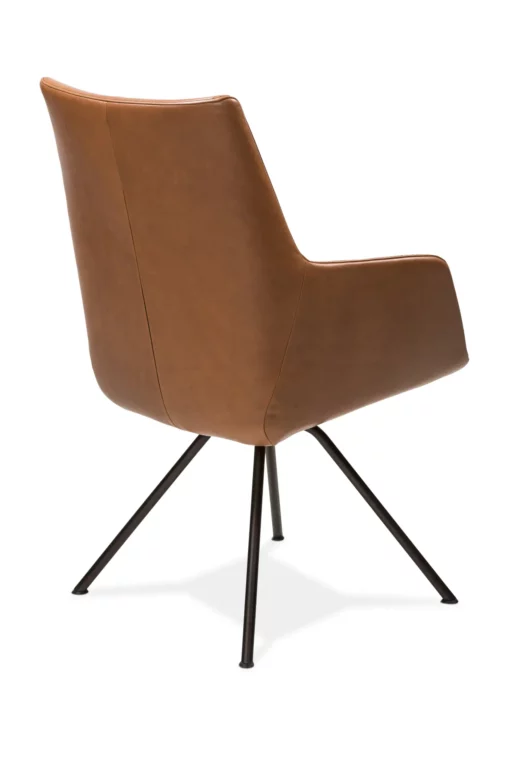 Stuhl Florence, braunes Leder, schwarzes Metallgestell, modernes Design.