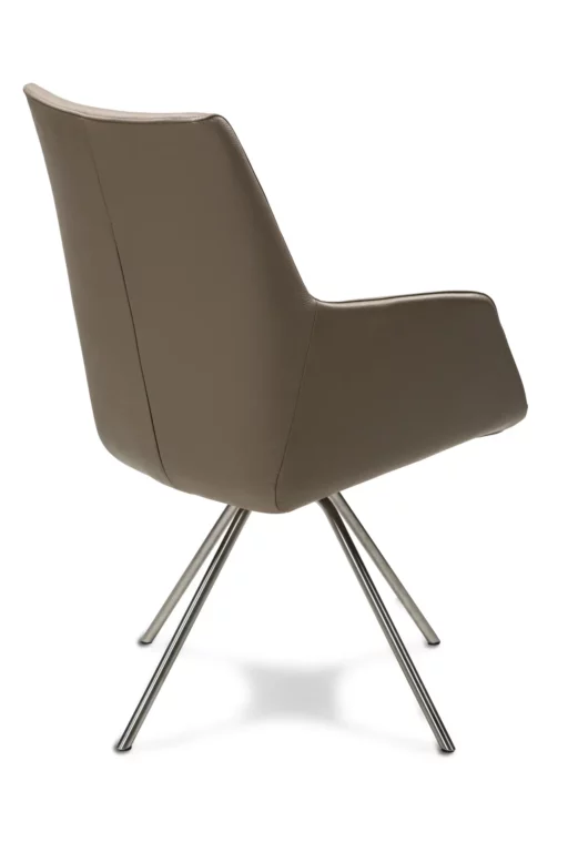Stuhl Florence 4, braunes Leder, Metallbeine, modernes Design.