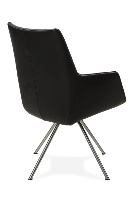 Stuhl Florence 7, schwarzes Leder, Metallbeine, modernes Design.