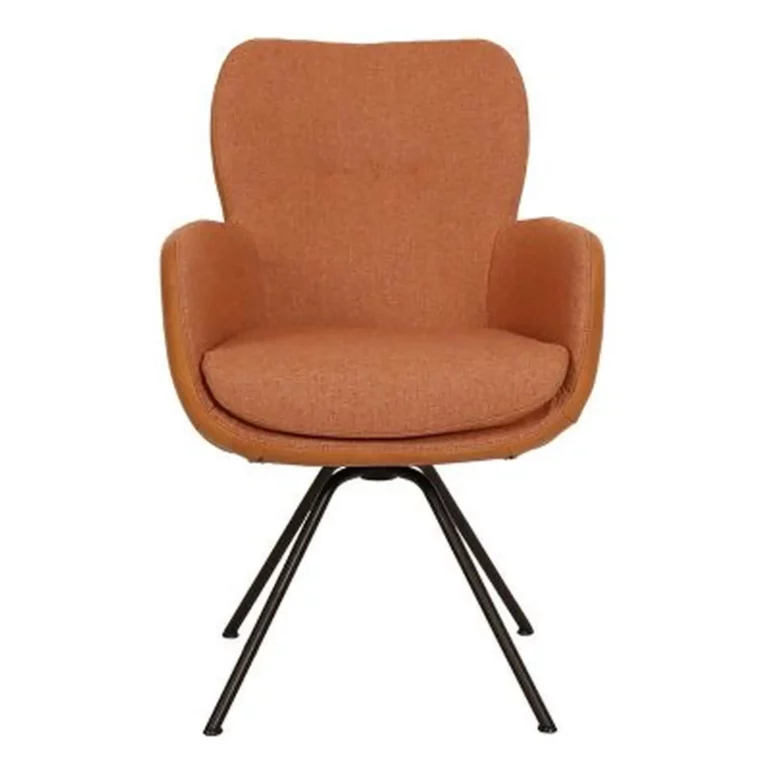 Stuhl Madison 03, orange Stoffbezug, schwarzes Metallgestell, gepolsterte Sitzfläche.