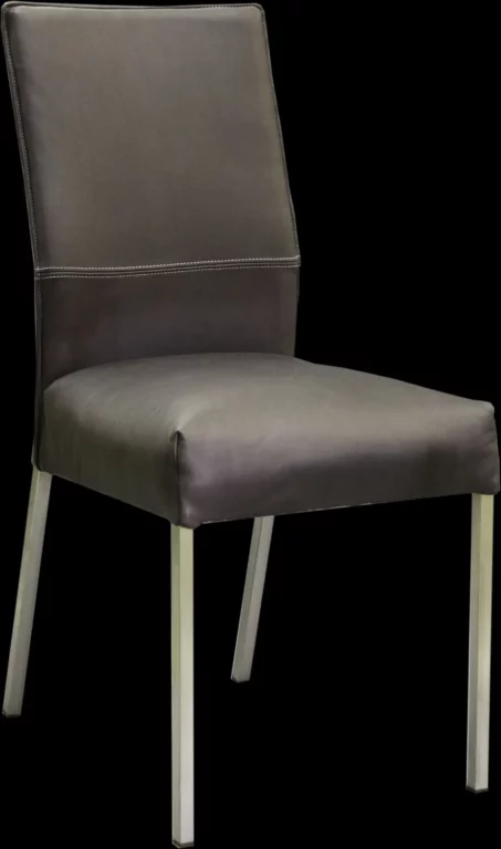 Stuhl Rafael, braunes Leder, Metallbeine, schlichtes Design.