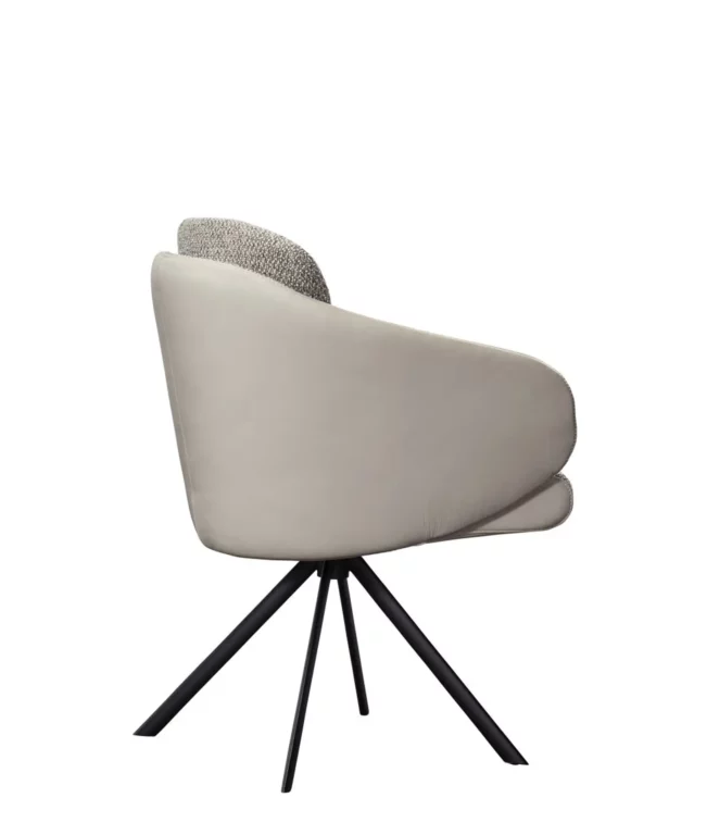 Stuhl Rotonda 02, beige Polster, schwarzes Metallgestell, modernes Design.