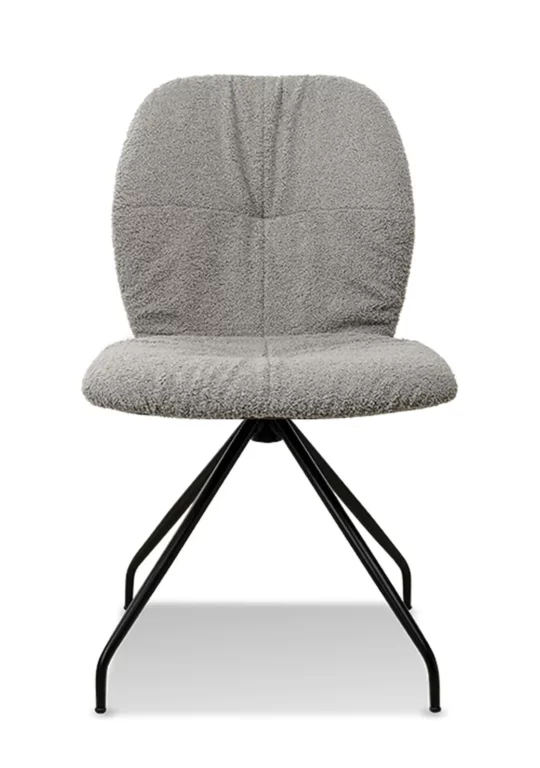 Stuhl Tempo 002, grauer Stoffbezug, schwarzes Metallgestell.