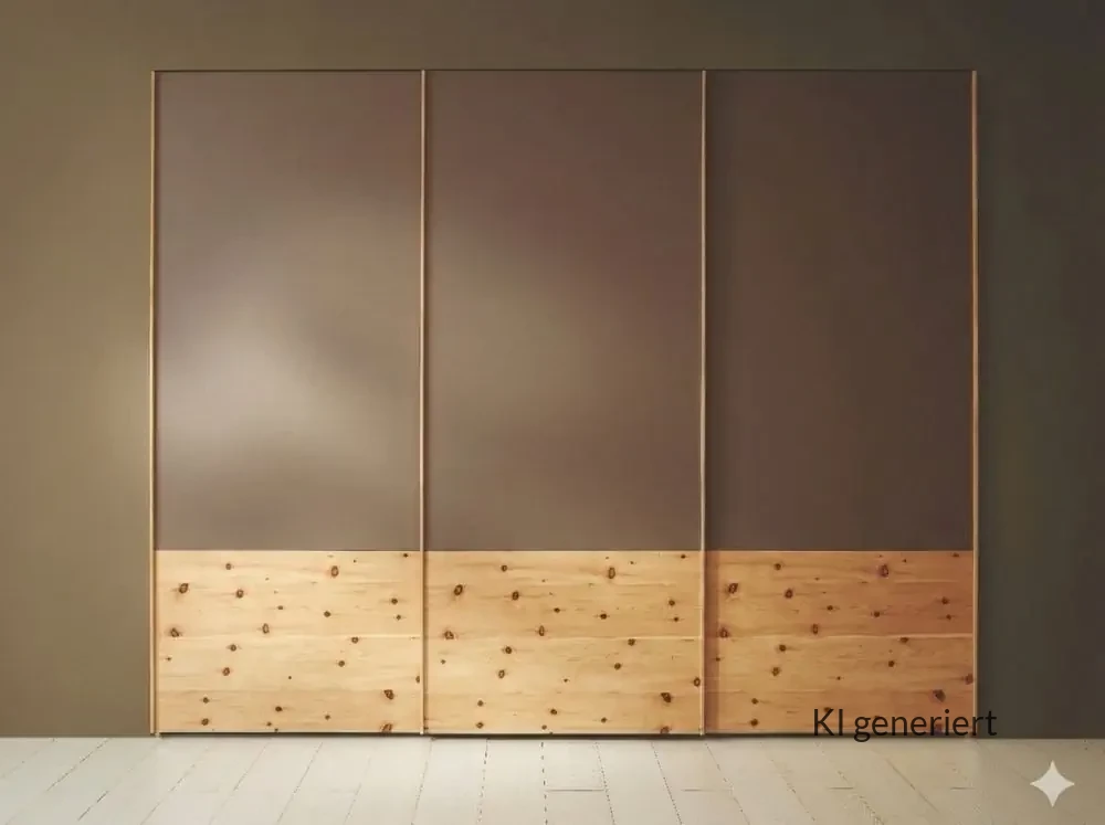 Anrei Sol Kleiderschrank, Zirbenholz, dreitürig, mit glatter Oberfläche.